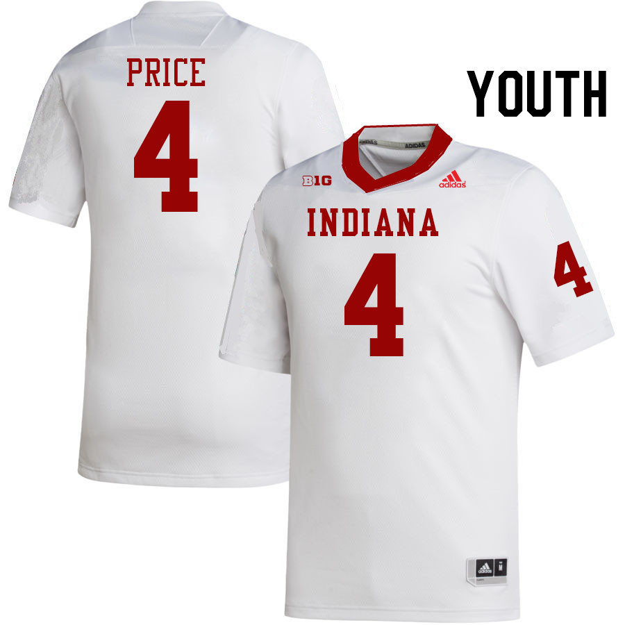 Youth #4 Myles Price Indiana Hoosiers College Football Jerseys Stitched-White